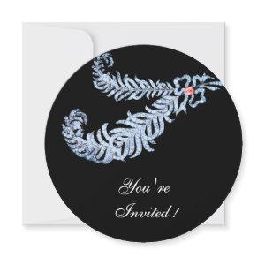 DIAMOND FEATHERS PINK GEM Black White Wedding