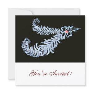 DIAMOND FEATHERS PINK GEM Black White Wedding