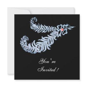 DIAMOND FEATHERS PINK GEM White Black Wedding