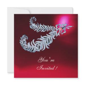 DIAMOND FEATHERS Red Burgundy Ruby Champagne