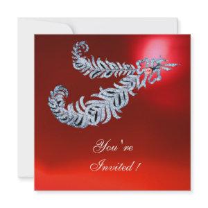DIAMOND FEATHERS  Red RubyChampagne