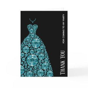 Diamond Glam Gown Dresses Thank You Card