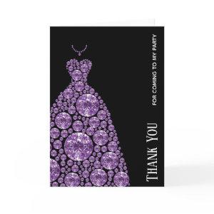 Diamond Glam Gown Dresses Thank You Card