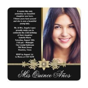 Diamond Gold Black and Gold Photo Quinceanera