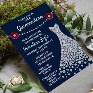 Diamond Gown Navy Blue Chic Modern Quinceañera