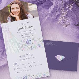 Diamond Princess Purple Quinceanera with RSVP All In One
