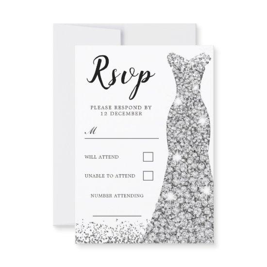 Diamond Sparkle Dress All Occasion Birthday Bridal RSVP Card