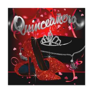 Diamond Tiara Red and Black Quinceanera