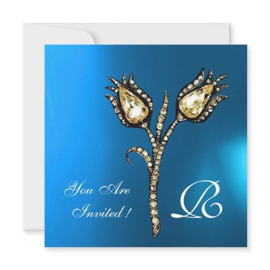 DIAMOND TULIPS MONOGRAM , Blue Sapphire