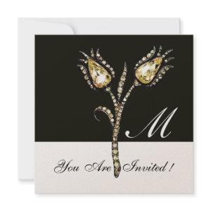 DIAMOND TULIPS MONOGRAM ,Gold Metallic