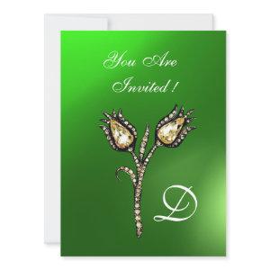 DIAMOND TULIPS MONOGRAM ,Green Emerald