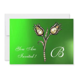 DIAMOND TULIPS MONOGRAM ,Green Emerald