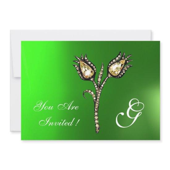 DIAMOND TULIPS MONOGRAM ,Green Emerald
