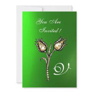 DIAMOND TULIPS MONOGRAM ,Green Emerald