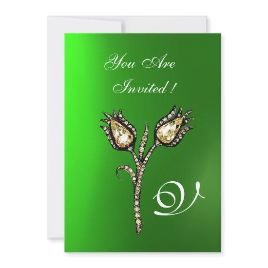 DIAMOND TULIPS MONOGRAM ,Green Emerald