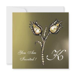 DIAMOND TULIPS MONOGRAM ,Grey Agate