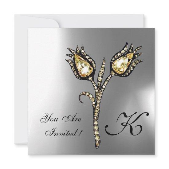 DIAMOND TULIPS MONOGRAM ,Grey White Moonstone