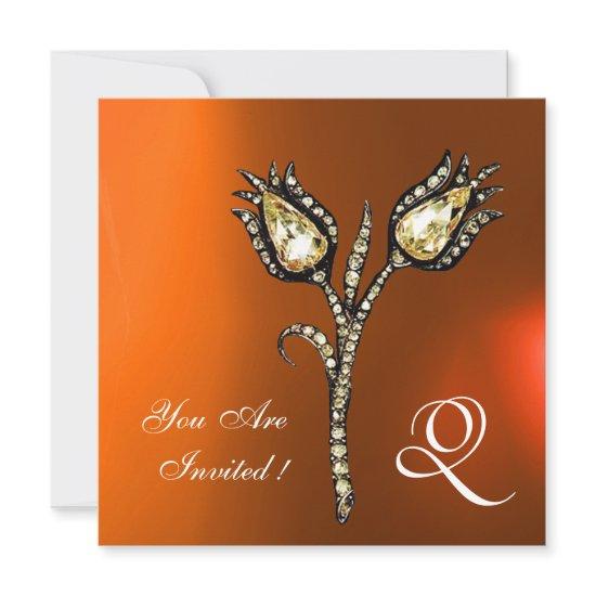 DIAMOND TULIPS MONOGRAM ,Orange Grey Agate