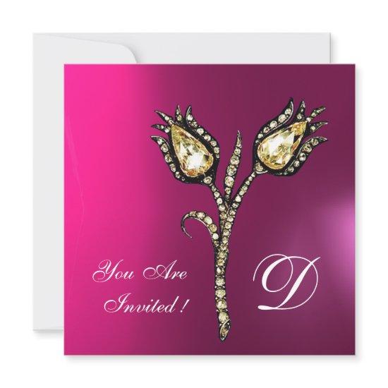 DIAMOND TULIPS MONOGRAM ,Pink Fuchsia Purple