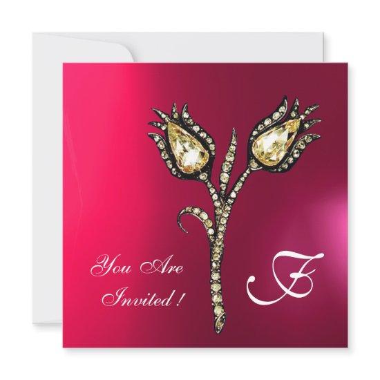 DIAMOND TULIPS MONOGRAM ,Pink Fuchsia Purple