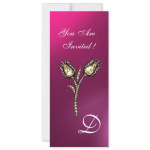 DIAMOND TULIPS MONOGRAM ,Pink Purple Amethyst