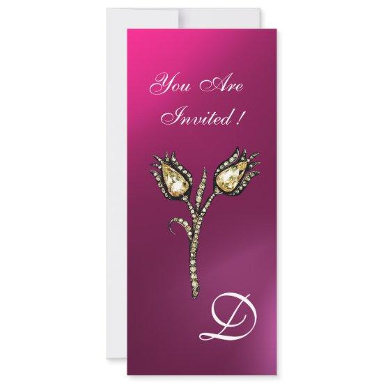 DIAMOND TULIPS MONOGRAM ,Pink Purple Amethyst