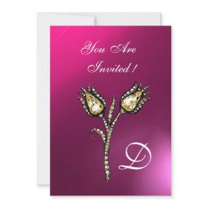 DIAMOND TULIPS MONOGRAM ,Pink Purple Amethyst