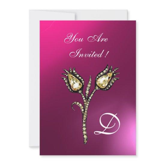 DIAMOND TULIPS MONOGRAM ,Pink Purple Amethyst