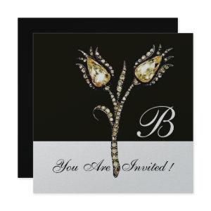 DIAMOND TULIPS MONOGRAM ,Silver Metallic