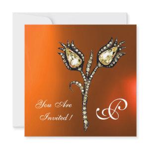 DIAMOND TULIPS MONOGRAM , Yellow Orange Agate