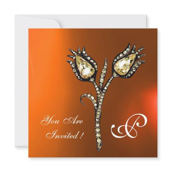 DIAMOND TULIPS MONOGRAM , Yellow Orange Agate