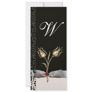 DIAMOND TULIPS ,Pink Black White Damask Monogram