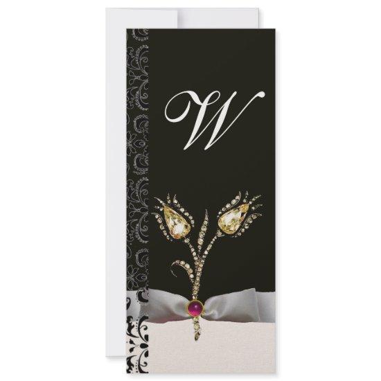 DIAMOND TULIPS ,Pink Black White Damask Monogram