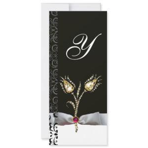 DIAMOND TULIPS ,Pink Black White Damask Monogram