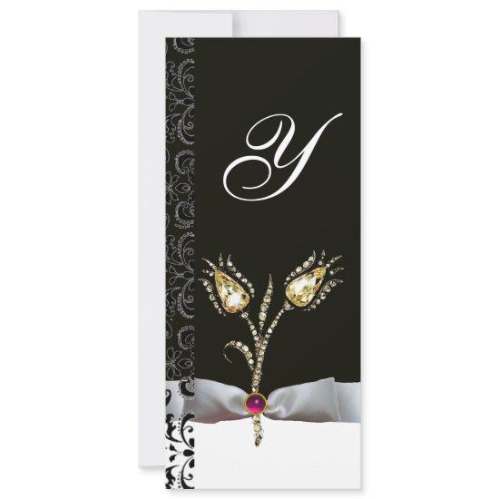 DIAMOND TULIPS ,Pink Black White Damask Monogram