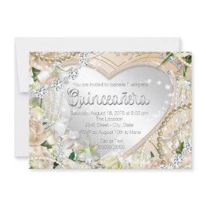 Diamonds and Pearls White Rose Quinceanera