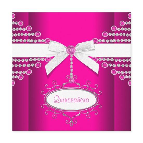 Diamonds Bow Hot Pink Quinceanera