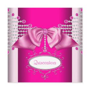 Diamonds Bow Hot Pink Quinceanera