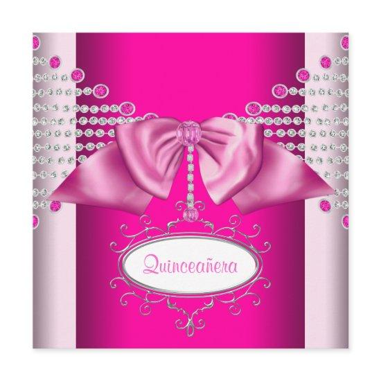 Diamonds Bow Hot Pink Quinceanera