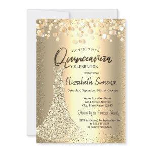 Diamonds Dress,Gold Confetti Quinceañera