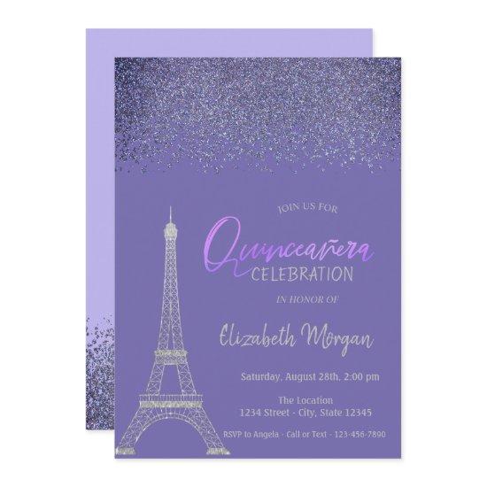 Diamonds,Eiffel Tower Light Purple Quinceañera