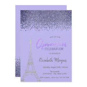 Diamonds,Eiffel Tower Light Violet Quinceañera