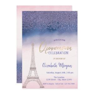 Diamonds,Eiffel Tower Ombre Quinceanera