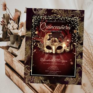 Diamonds Floral Damask Masquerade Quinceañera