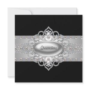 Diamonds Pearls Black Quinceanera