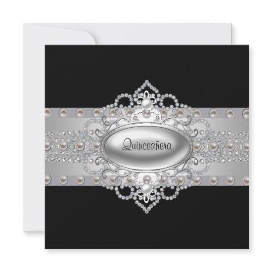 Diamonds Pearls Black Quinceanera
