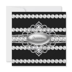 Diamonds Pearls Black Quinceanera