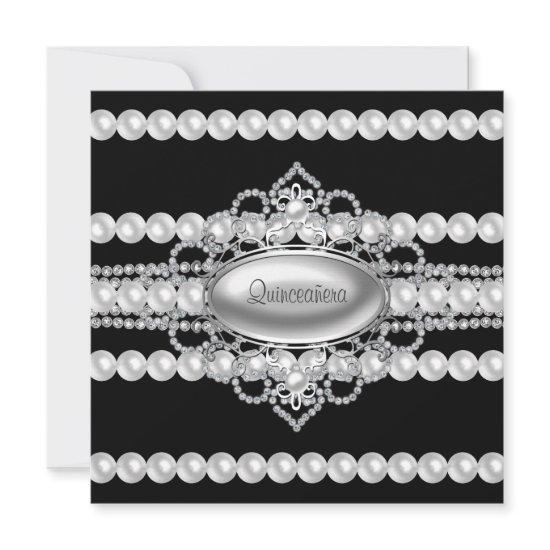 Diamonds Pearls Black Quinceanera
