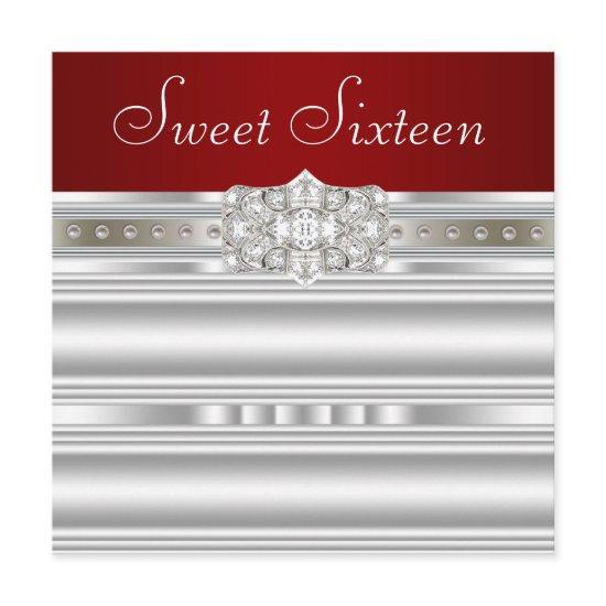 Diamonds Pearls Ruby Red Sweet Sixteen Birthday