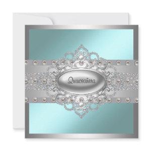 Diamonds Pearls Teal Blue Quinceanera